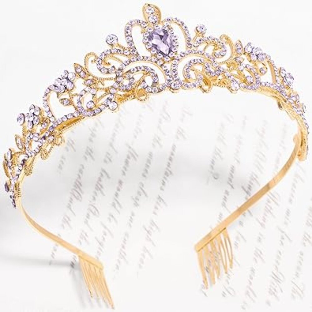 Purple and Gold Gemstone Tiara‎ Crown